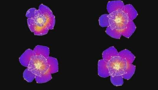 紫色全息粒子花朵高清在线视频素材下载