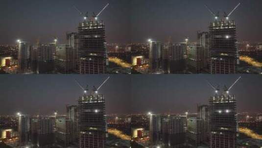 航拍建筑工地，高楼建造-上海新江湾城高清在线视频素材下载