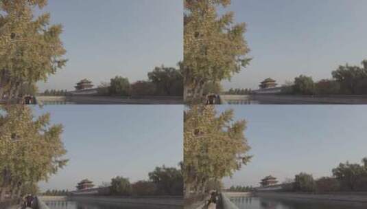 北京紫禁城角楼护城河意境4K实拍镜头高清在线视频素材下载