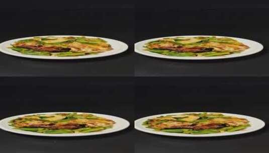 韭菜炒荷包蛋菜品美食4k视频高清在线视频素材下载