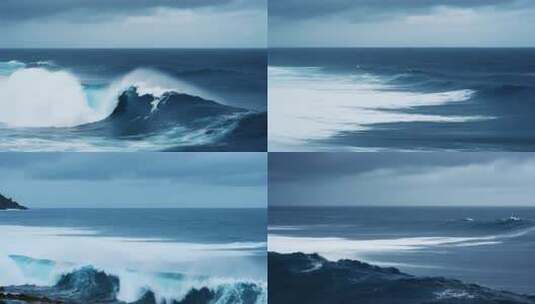 大海翻涌的波浪高清在线视频素材下载
