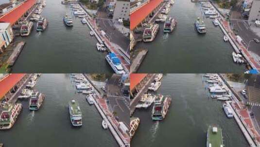 两艘客船在港口向相反方向行驶高清在线视频素材下载