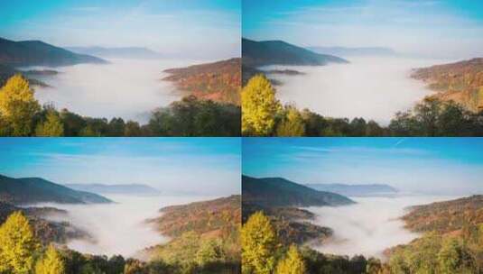 延时摄像山间的雾高清在线视频素材下载