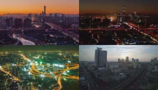 城市交通从黄昏到夜晚的时间流逝高清在线视频素材下载