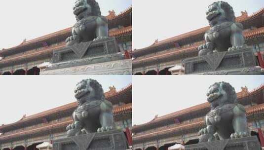 故宫太和门的青铜狮子高清在线视频素材下载