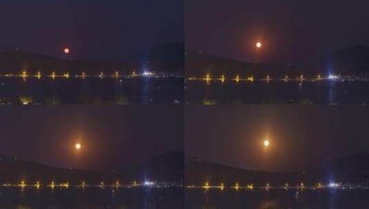 延时升起的月亮高清在线视频素材下载