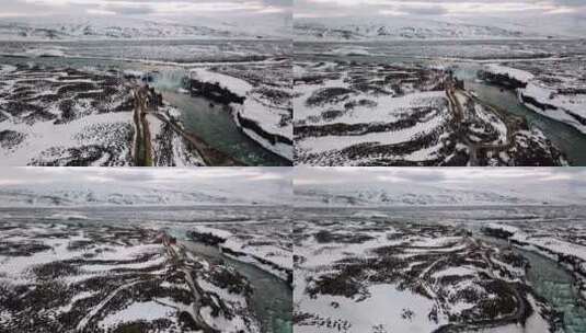 冰岛众神瀑布雪景 辽阔壮美高清在线视频素材下载