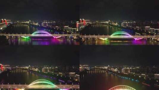 江西赣州章江大桥夜景灯光航拍高清在线视频素材下载