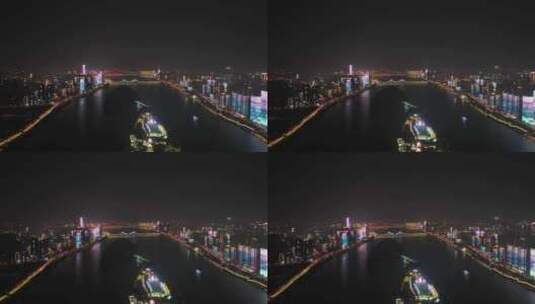 长沙湘江两岸夜景风光都市江滨城市夜晚风景高清在线视频素材下载