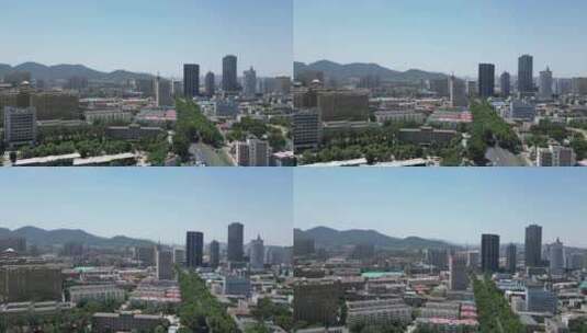 航拍山东济南城市建设城市风光高清在线视频素材下载