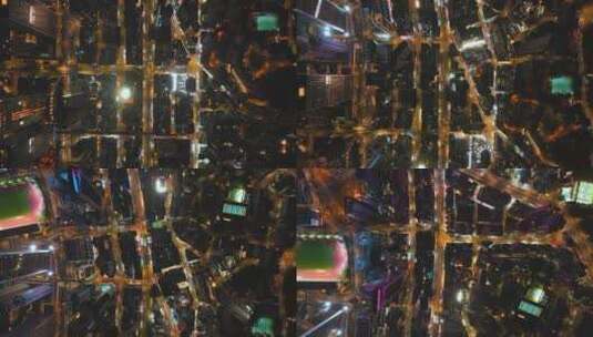 俯瞰香港城市密集建筑夜景航拍视频4K高清在线视频素材下载