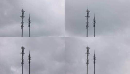 阴天多云天气下的信号塔延时摄影高清在线视频素材下载