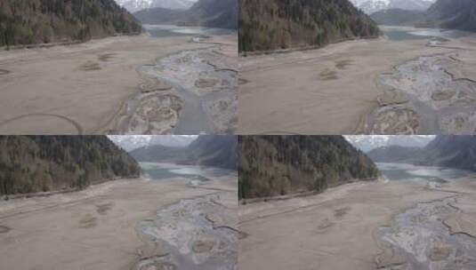 瑞士阿尔卑斯山干涸湖泊的无人机视图高清在线视频素材下载