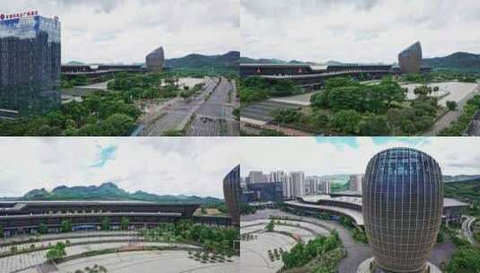 柳州会展中心城市航拍视频高清在线视频素材下载