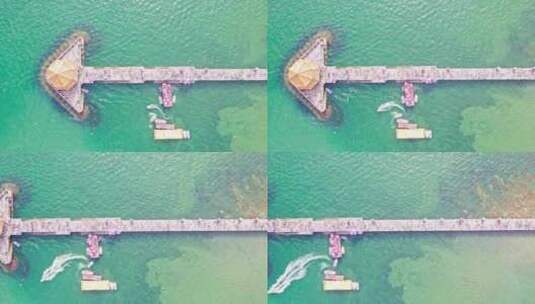 中国山东青岛栈桥景区航拍高清在线视频素材下载