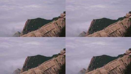 陕西旅游西岳华山悬崖步道云海苍龙岭高清在线视频素材下载