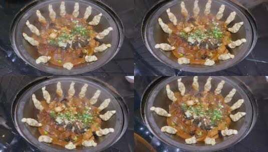 铁锅炖大鱼贴饼子高清在线视频素材下载