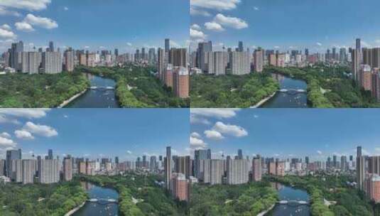 4K高清航拍沈阳宣传片城市绿化南湖公园高清在线视频素材下载