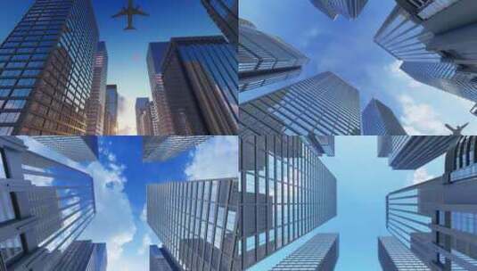 飞机飞过天空 飞机飞过城市高清在线视频素材下载