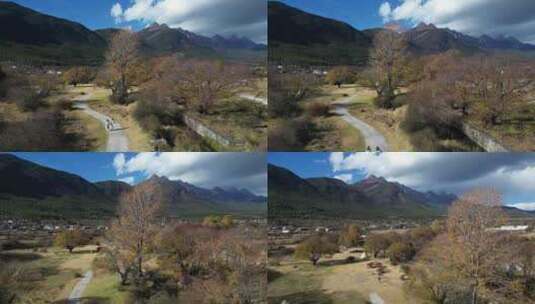 丽江玉龙雪山下的风景航拍高清在线视频素材下载