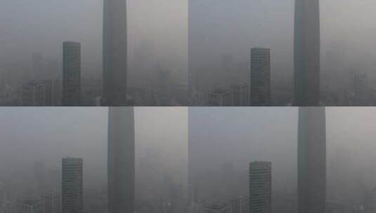 航拍上海 大雾天 高清在线视频素材下载