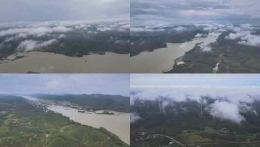 广西绿色河流云层风景高清在线视频素材下载