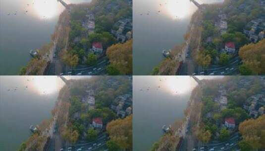 杭州西湖北山街断桥残雪人流车流延时摄影高清在线视频素材下载