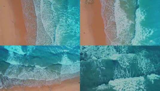 俯拍海浪浪花沙滩高清在线视频素材下载