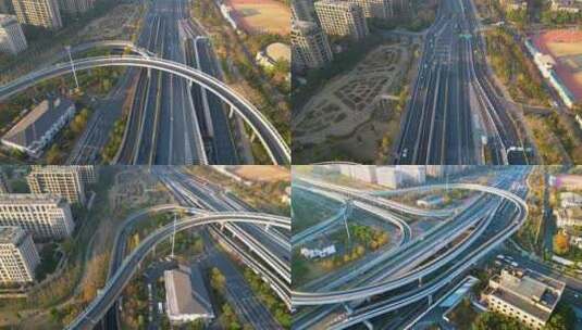 杭州市西湖区紫金港立交桥高架桥风景视频素高清在线视频素材下载