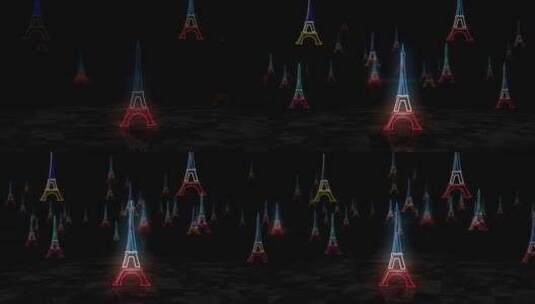 埃菲尔铁塔符号发光霓虹灯3d灯高清在线视频素材下载