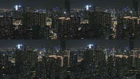 航拍杭州滨江区高楼夜景高清在线视频素材下载