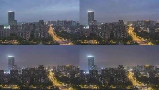 上海嘉定区嘉定新城傍晚到夜晚延时摄影高清在线视频素材下载