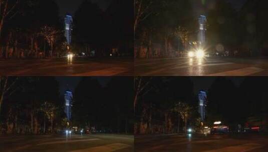 武汉中山大道江汉路夜晚交通道路车流高清在线视频素材下载