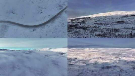 4K航拍北欧挪威特罗姆瑟雪景高清在线视频素材下载