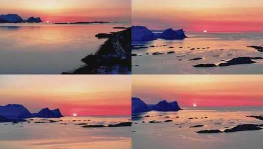 4K航拍挪威塞尼亚岛日落无限美景高清在线视频素材下载