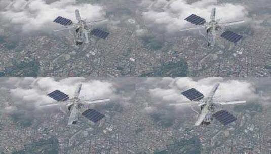 4K-卫星飞过城市上空高清在线视频素材下载