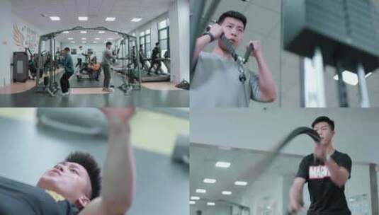 【4K】健身房男子健身锻炼高清在线视频素材下载
