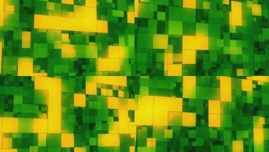抽象绿色黄色科技几何方块高清在线视频素材下载