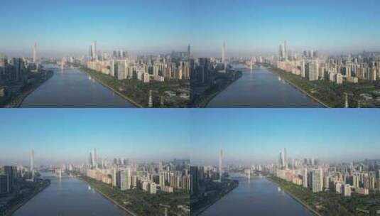 航拍广东广州珠江新城城市风光高清在线视频素材下载