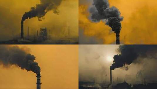 工业烟囱大气污染高清在线视频素材下载