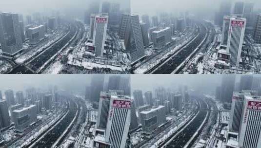 济南高新区雪景高清在线视频素材下载