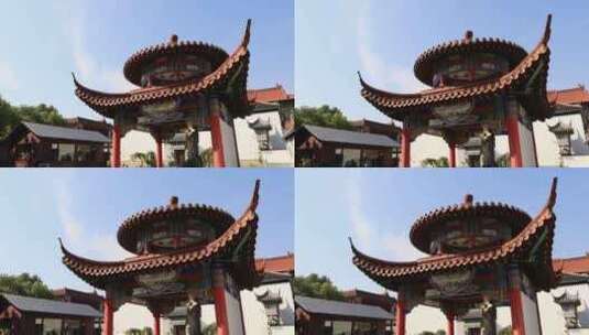 古色古香的佛教建筑 苏州皇罗禅寺古建筑高清在线视频素材下载