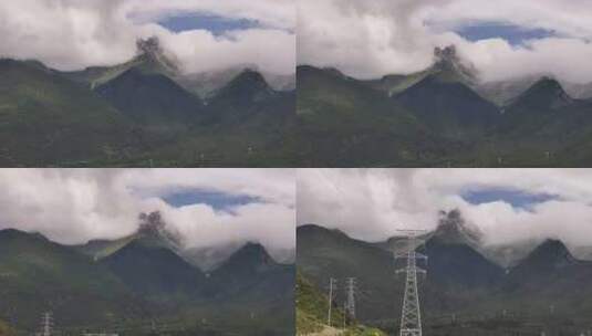 南迦巴瓦峰雨季航拍高清在线视频素材下载