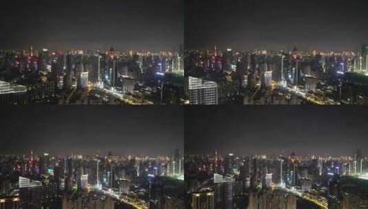 武汉夜景武汉西北湖CBD夜景航拍高清在线视频素材下载