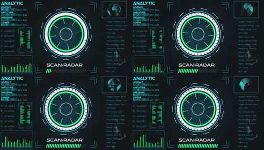 技术雷达HUD屏幕动画4KVd 1803高清在线视频素材下载
