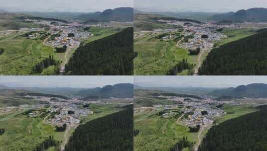 高山峡谷郎木寺发现式航拍高清在线视频素材下载