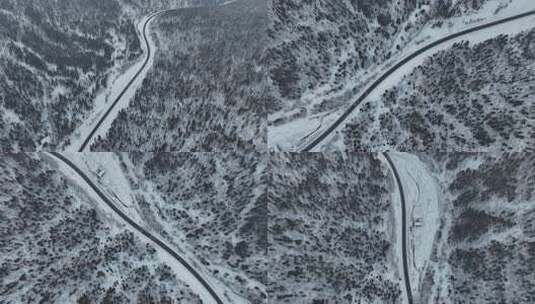 黑龙江冰雪道路航拍高清在线视频素材下载