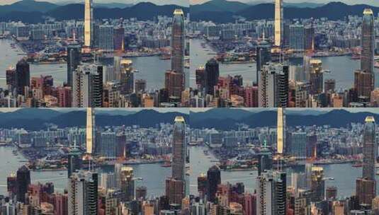 香港维多利亚港夜景航拍高清在线视频素材下载