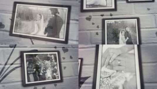 浪漫唯美婚礼的黑白相册写真回忆AE模板高清AE视频素材下载