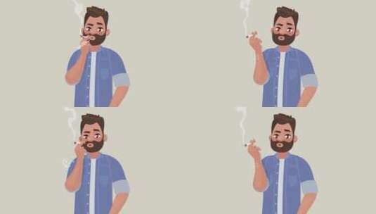 mg动画  男人 抽烟 公共场所吸烟 禁止抽烟高清AE视频素材下载